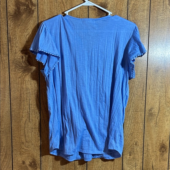 Absolutely Famous Blue V-Neck Blouse - Picture 5 of 6